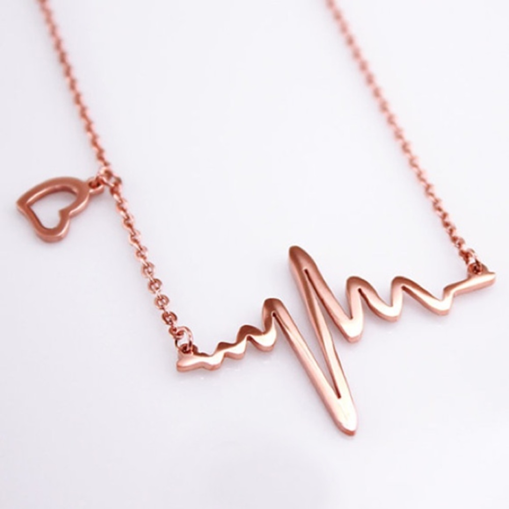 Heartbeat EKG Necklace in Rose Gold